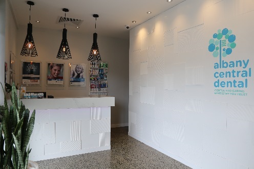 The actual Albany Central Dental reception, from its original website