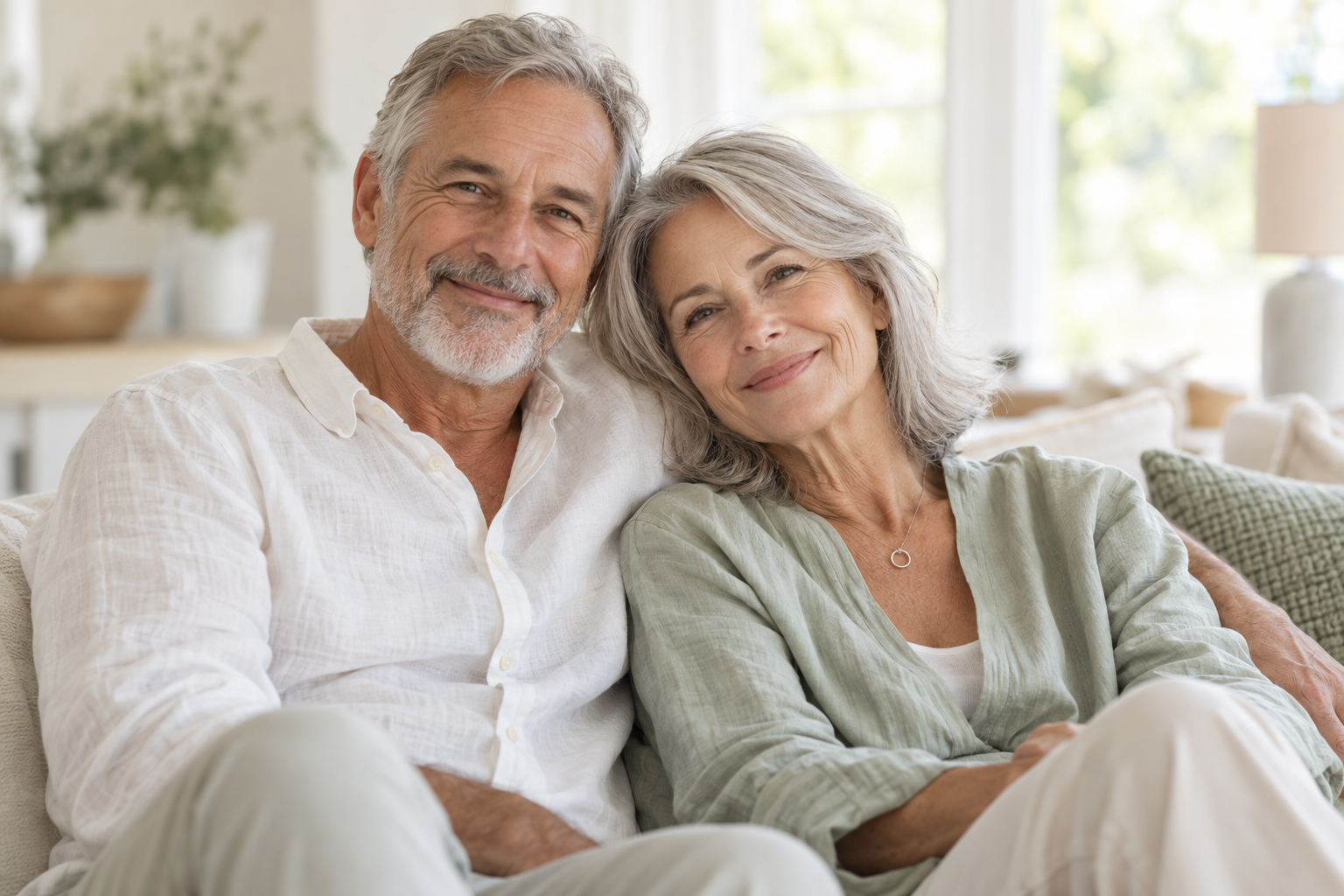 Illustrative AI-generated couple, not actual testimonial authors